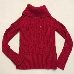 Roz & Ali red sequins sweater, turtleneck
